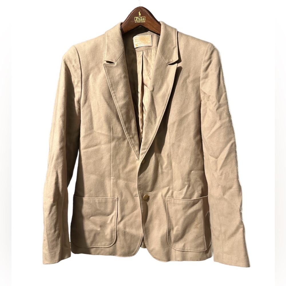 Vintage Pendleton Blazer Jacket Tan Brown Lined Wool Women's Size 8